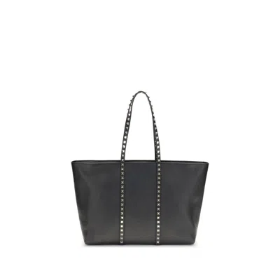 Valentino Garavani Black Calf Leather Bos Taurus Shoulder Bag