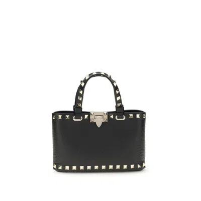 Valentino Garavani Mini Rockstud Shopping Bag Leather Tote Bag In Orange