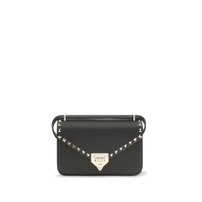 Valentino Garavani Black Calf Leather Bos Taurus Shoulder Bag