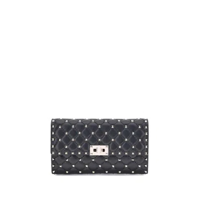 Valentino Garavani Black Calf Leather Bos Taurus Shoulder Bag