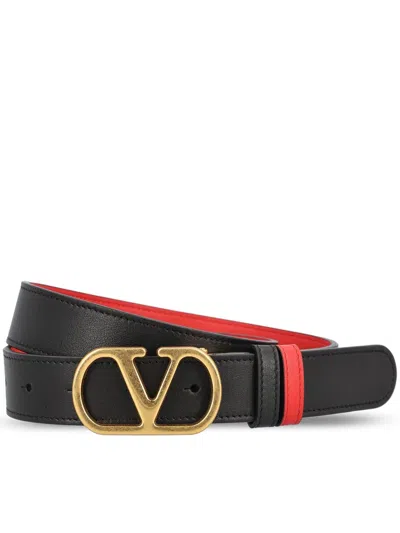 Valentino Garavani Valentino Black Calf Leather Reversible Belt