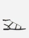Valentino Garavani Rockstud Flat Calfskin Sandal With Straps Woman Black 41.5