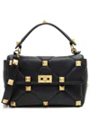 Valentino Medium Roman Stud Shoulder Bag In Black