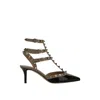 Valentino Black Calfskin High Heel Pumps In Multi