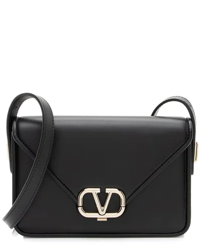 Valentino Garavani Calfskin Letter Small Shoulder Bag In Black