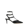 Valentino Black Calfskin Mid Heel Pumps In Black