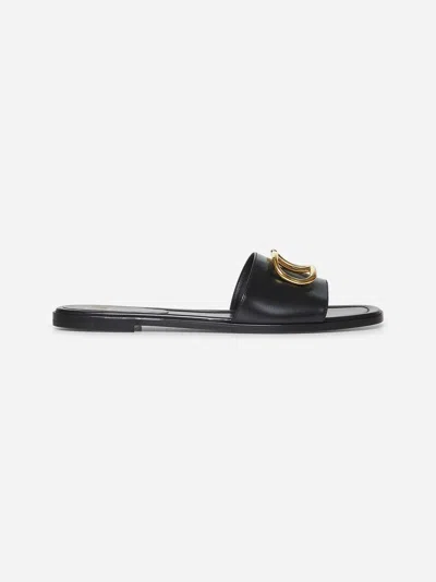 Valentino Garavani Black Calfskin Vlogo Signature Slide