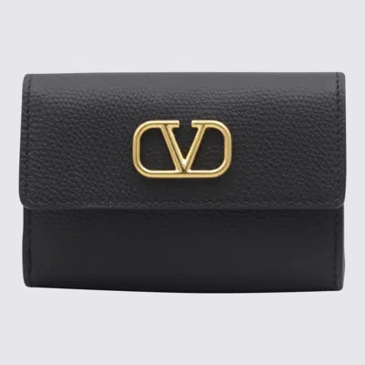 Valentino Garavani Trifold Leather Business Card Holder In Black