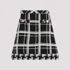 Valentino Womens Nero Avorio Tweed Check-print Wool-blend Mini Skirt In Black