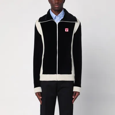 VALENTINO VALENTINO BLACK CHENILLE SWEATSHIRT WITH CHEZ VALENTINO PATCH