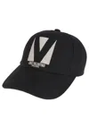Valentino Garavani Black Baseball Cap With Butter Logo In Adjustable Cotton Women In Black