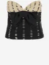 Valentino Plusdepois Print Chiffon Top With Handmade Draping And Bow Detail In Black
