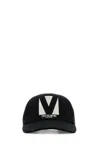Valentino Garavani Black Hat With Logo On The Front In Cotton Man In Black