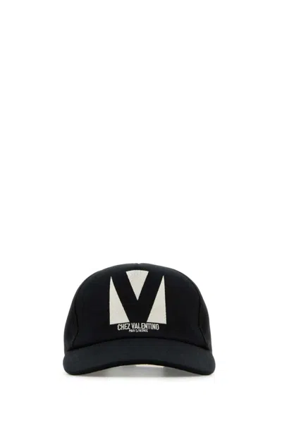 VALENTINO GARAVANI BLACK LOGO BASEBALL CAP