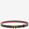 Valentino Garavani Vlogo Signature Reversible Shiny Calfskin Belt - 20mm / 1.2 In. Woman Black/deep In Black