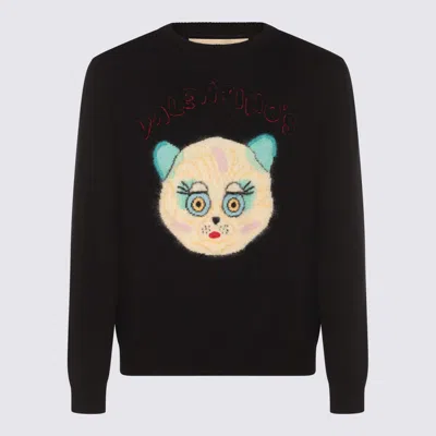 Valentino Wool Cotton Chat De La Maison Sweater In Black