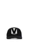 Valentino Garavani Black Hat With Logo On The Front In Cotton Man