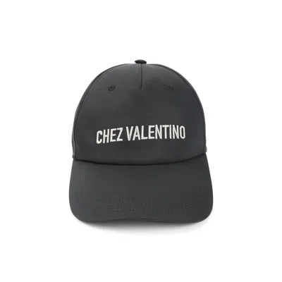 Valentino Garavani Valentino Black Cotton Baseball Hat In Metallic