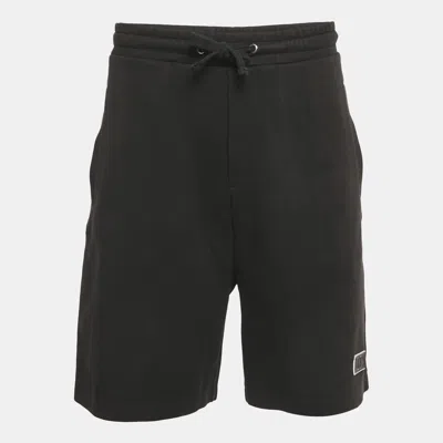 Pre-owned Valentino Black Cotton Blend Logo Applique Shorts Xl