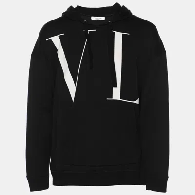 Pre-owned Valentino Black Cotton Blend Vltn Hoodie S