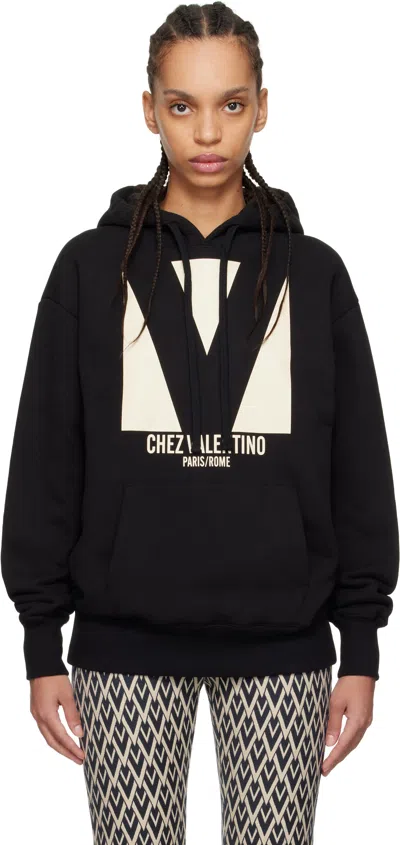 Valentino Garavani Cotton Hoodie With Print In Black