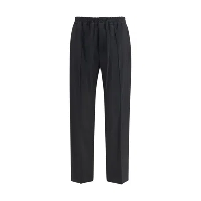 Valentino Vlogo-embroidered Cotton Gabardine Trousers In Black
