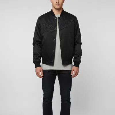 Pre-owned Valentino Black Cotton Knit And Synthetic Varsity Bomber Jacket L