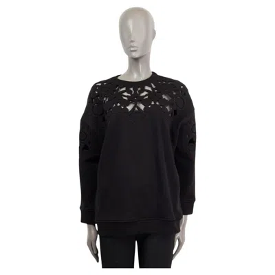 Pre-owned Valentino Black Cotton Laser Cut Oversized Crewneck Sweater Xs