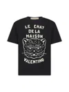 Valentino Garavani T-shirt With Le Chat De La Maison Print In Black