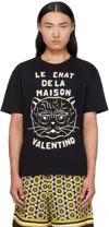 Valentino Garavani T-shirt With Le Chat De La Maison Print In Black
