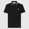Valentino Garavani Black Polo Shirt With Classic Bicolor Collar And Logo Patch On The Front In Cotto In Nero