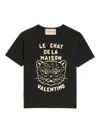 Valentino Garavani T-shirt With Le Chat De La Maison Print In Black