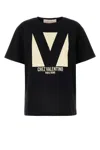 Valentino Cotton Crew Neck T-shirt Drop Shoulder In Nero