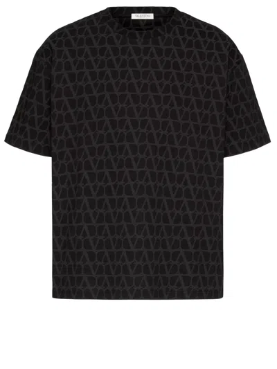 Valentino Black Cotton Toile Iconographe Print T-shirt For Men Ss24