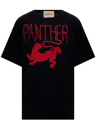 Valentino Black Cotton T-shirt In Multi