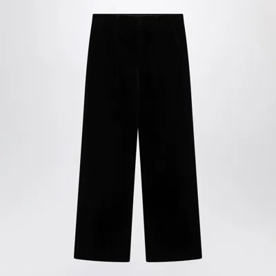 VALENTINO BLACK COTTON VELVET TROUSERS
