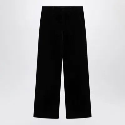 VALENTINO VALENTINO  BLACK COTTON VELVET TROUSERS