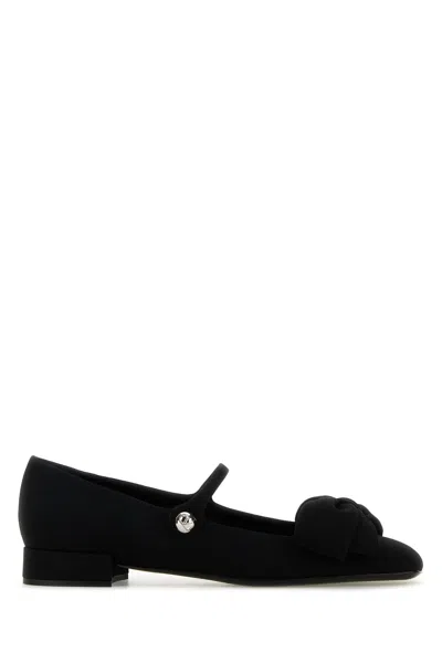 VALENTINO GARAVANI BLACK CREPE BOWJANE BALLERINAS