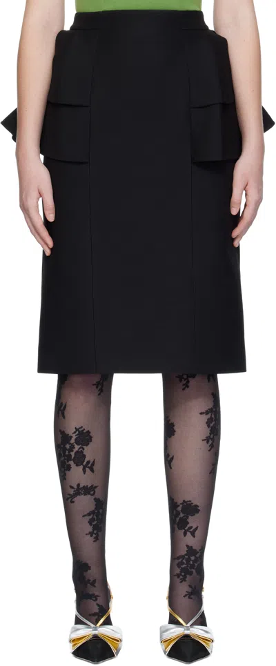 Valentino Black Crepe Couture Midi Skirt