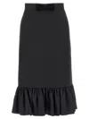 Valentino Black Crepe Couture Skirt In Black