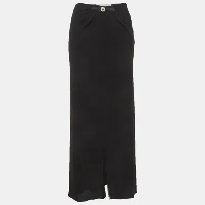 Pre-owned Valentino Black Crepe Slit Zip Up Maxi Skirt M