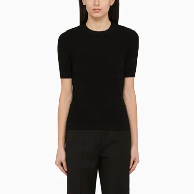 Valentino Black Crew-neck Jumper With Toile Iconographe Motif