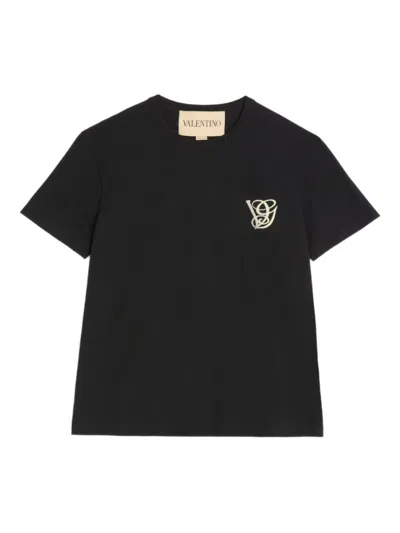 VALENTINO BLACK CREWNECK LOGO T-SHIRT