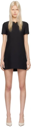 Valentino Black Crewneck Minidress In 0no Nero