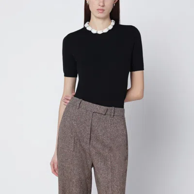 Valentino Garavani Crewneck Sweater With Crystal Details In Black