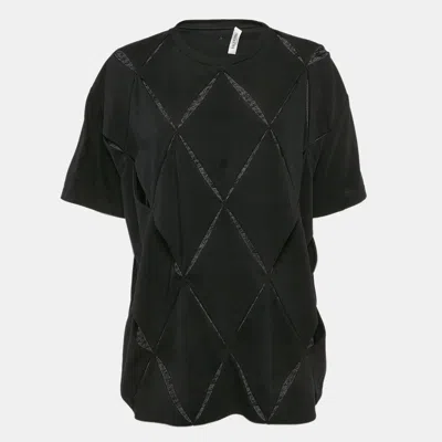 Pre-owned Valentino Black Cut-out Jersey Crew Neck T-shirt L
