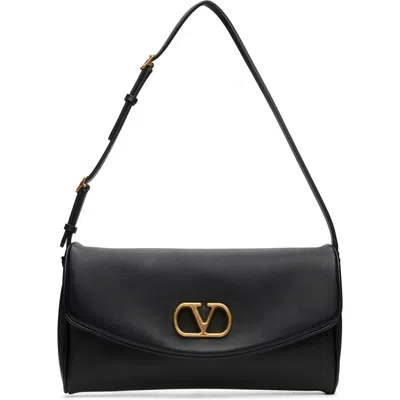 Valentino Garavani Black Devain Small Nappa Shoulder Bag In 0no Nero