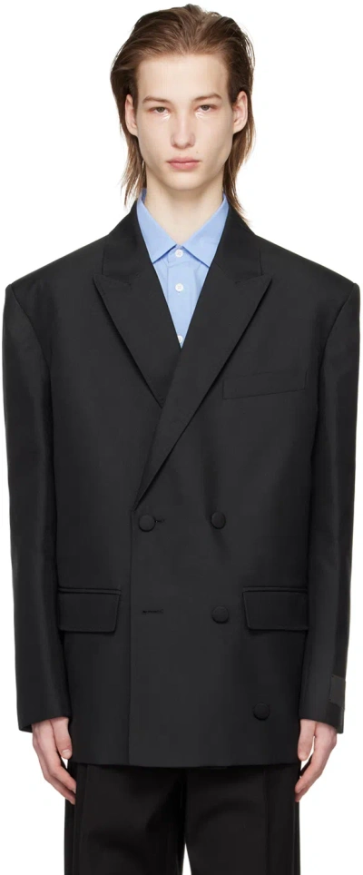 Valentino Double Breast Wool Blazer In Black