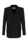 Valentino Tailored Double-breasted Polyester Blend Jacket In Black