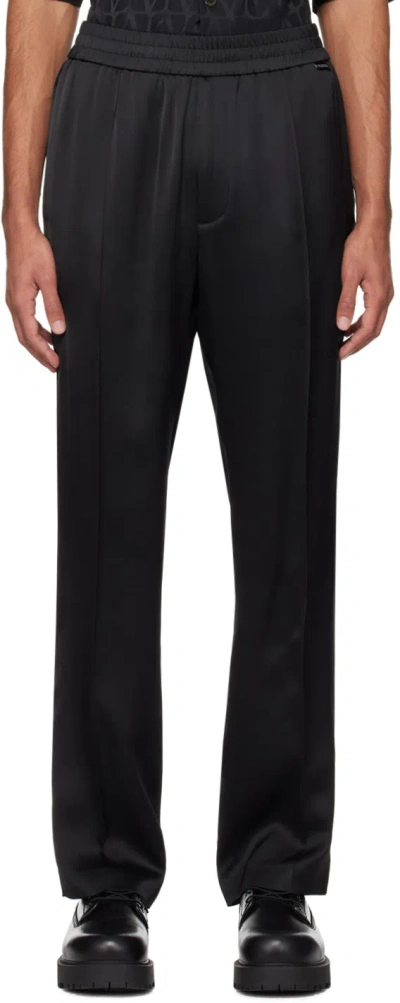Valentino Black Elasticized Trousers In Nero